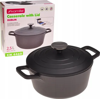 Produktbild von KAMILLE Topf FERRAN Aluminiumtopf 2,5 l Induktion schwarz Kochtopf Marmortopf mit Deckel