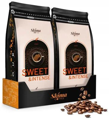 Image de Café en grains 2 x 1 kg SWEET&INTENSE ARABICA fraîchement torréfié pour machine automatique + dessous de verre