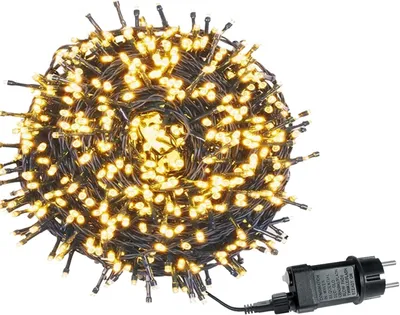 Imagen del producto de LILIIN: Iluminación navideña LED, 50 metros, 500 LEDs, luz blanca cálida, 8 modos de iluminación, enchufe para la Unión Europea, ideal para decoración interior