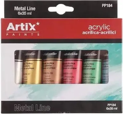Zdjęcie produktu dla Farby akrylowe metaliczne 6 kolorów x 35 ml
