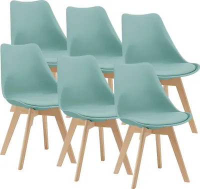 Produktbild von Krzesło do jadalni Dubrovnik 81 x 49 cm Zestaw 6 tapicerowanych krzeseł do salonu Krzesło kuchennepoliuretan imitacja skóry Miętowy