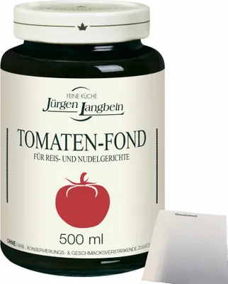Produktbild von Jürgen Langbein Tomaten-Fond für Reis und Nudelgerichte (500ml Glas) + usy Block