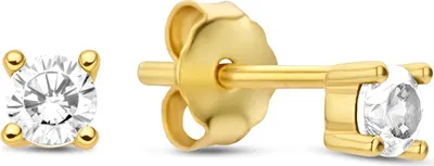 Produktbild von Neu Bling 9NB-0905 Silberne Ohrstecker - Damen - Zirkonia - 3 mm - Weiß - Silber - Vergoldet(Vergoldet/Gold auf Silber)