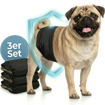 Produktbild von HUND IST KÖNIG Hundewindeln für Rüden [3 Stk], M (Taille 38-50 cm) - saugstarke Hundewindeln bei Inkontinenz, umweltfreundliche Rüdenwindel waschbar