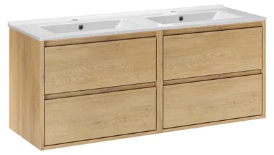 Produktbild von Doppelwaschtisch 121cm Edmé mit 4 Schubladen, Holzoptik