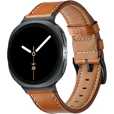 Produktbild von FFO2World Lederarmband für Samsung Galaxy Watch 8 (40/44 mm) & 8 Classic (46 mm) – Echtes Leder, stilvoll & robust – Braun
