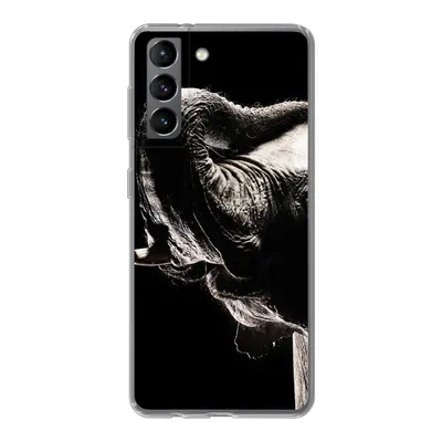 Produktbild von MuchoWow® Handyhülle Schutzhülle Hülle für Samsung Galaxy S21 Elefant - Schwarz - Tiere - Porträt Silikon Softcase Handy Hülle - Softcase