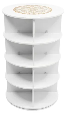 Produktbild von Drehbares Schuhregal - Freistehender Schuhständer - 4 Ebenen - 360° Rotation - Für 16 Paar Schuhe - Tragkraft 50 kg - 59x59x92,7 cm - Weiß