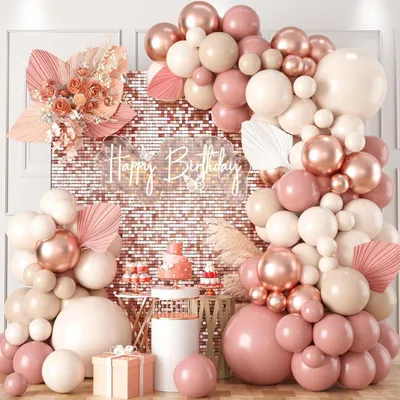 Productafbeelding van Ballonketting roze, 104 stuks, voor verjaardagsdecoratie, bruiloft, babyfeest