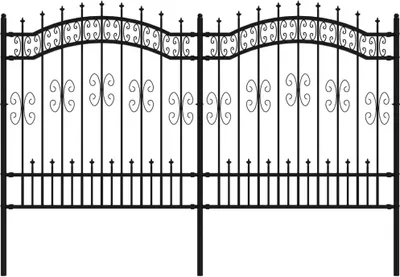 Produktbild von vidaXL Gartenzaun mit Speerspitze Schwarz 240 x 125 cm Pulverbeschichteter Stahl