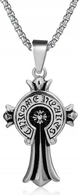 Produktbild von Halskette Silber Stahl Keltisches Kreuz Rune 373