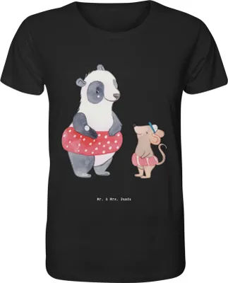 Produktbild von Mr. & Mrs. Panda Tshirt Otter Schwimmen Größe S - Schwarz - Geschenk, Oberteil, T-Shirt, Herrenshirt, Bio-T-Shirt, Schwimmkurs, Wassersport, Shirt