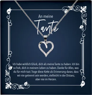 Produktbild von 22Feels Echt Silber Halskette - Tante Geschenk Geburtstag Schwester Frauen Schmuck Set - Echt Silber 925 Herz Halskette und Karte