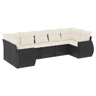 Produktbild von vidaXL 7-tlg. Garten-Sofagarnitur mit Kissen Schwarz Poly Rattan