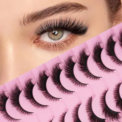 Image de Cils artificiels effet "œil de chat", 10 paires, doux, réutilisables, transparents