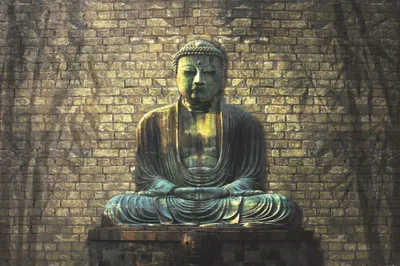 Produktbild von Buddhismus Kunstdruck Bild - Buddha In Meditation (120 x 180 cm)