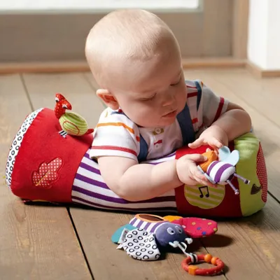 Produktbild von Weiche Baby Krabbelrolle aus Plüsch, ca. 40cm lang, fördert Krabbelfähigkeit