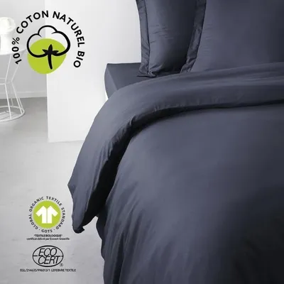 Image de Housse de couette Coton Organic Navy, 220 x 240 cm, 100% Coton 57 fils, Lit 2 personnes, TODAY