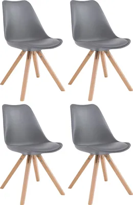 Produktbild von 4er Set Stühle HLO-CP8 Kunstleder Natura Square  grau
