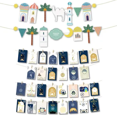 Produktbild von ONEHAUS 2er Set Dekorationen für Ramadan Mubarak, 30 Tage Kalender