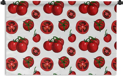 Produktbild von MuchoWow® Wandteppich Wandbehang Rot - Muster - Tomaten 150x100 cm Tapisserie Dekoration Wandtuch - Waschbar - Tapisserien - Wand-Decke