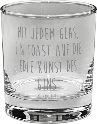 Produktbild von Mr. & Mrs. Panda Glas Spruch Ginglas Toast - Transparent - Geschenk, Cocktailglas, Einzigartigkeit, Wacholderspiritus, Freude schenken, personalisierte Geschenke, für Gin