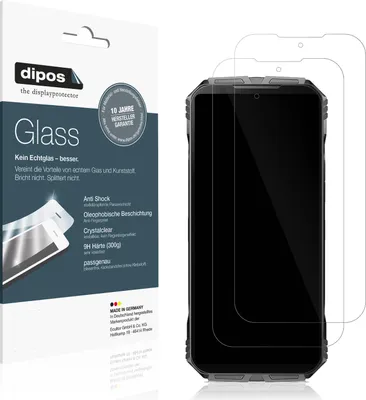Produktbild von 2x Schutzfolie für Doogee S Cyber Pro - Anti-Shock 9H Folie dipos Glass Kunststoffglas