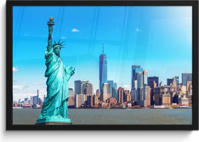 Produktbild von MuchoWow® MuchoWow® Gerahmtes Poster New York - Freiheitsstatue - Manhattan 60x40 cm - Poster mit zchwarzem Bilderrahmen - Printing - Wanddeko Schlafzimmer