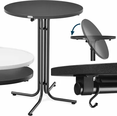 Produktbild von Casaria® Stehtisch Klappbar Outdoor Gastro Bistrotisch 2x Haken Ø 70 cm Rund Witterungsbeständig Grau Partytisch pulverbeschichtet Metall MDF