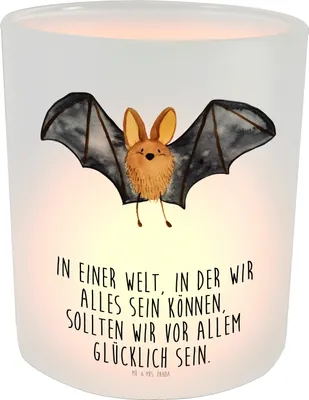Produktbild von Mr. & Mrs. Panda Kerzenhalter Fledermaus Flügel - Transparent - Geschenk, Teelicht Glas, Windlicht, Teelichthalter, Lustige Sprüche