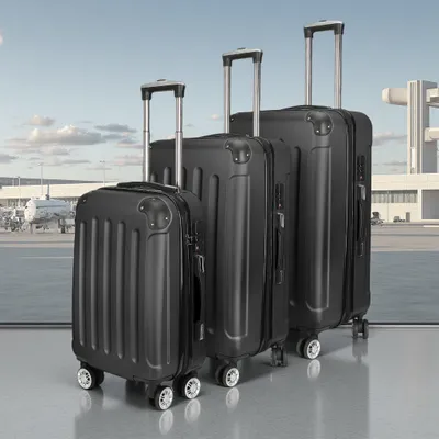 Produktbild von UnboxG Hartschalenkoffer Reisekoffer-Set Koffer-Set Trolley-Set 3 Stk. ABS Schwarz