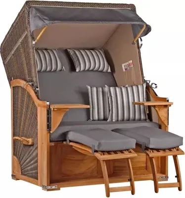 Produktbild von Strandkorb Nordstrand Teak PE grey Dessin 544