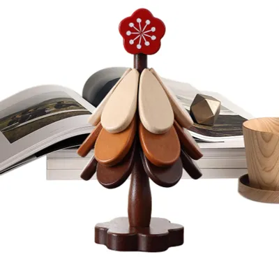 Produktbild von Hitzebeständige Untersetzer aus Holz, Set mit 3 Stück