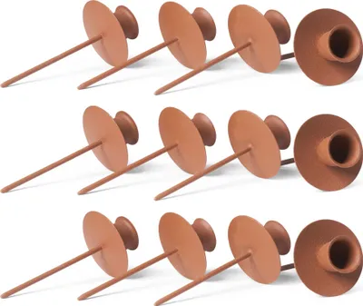 Produktbild von Novaliv 12x Stabkerzenhalter Adventskranz ROST mit Teller Kerzenpick Kerzenhalter für Kränze Kerzentülle Metall Kerzenständer Kerzenpin Kerzenteller zum Stecken rund Adventskranzkerzenhalter Tischdeko