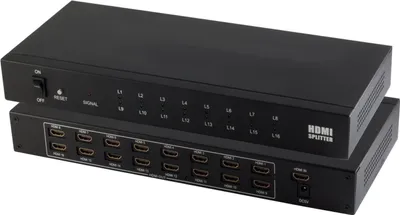 Obrázok produktu pre shiverpeaks ®-PROFESSIONAL--HDMI rozvádzač 1x16, kov, 4K30Hz, čierny (SP05-03016)