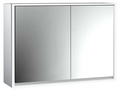 Image de emco loft Armoire de toilette avec éclairage, 1000mm, 2 portes, modèle apparent, aluminium/miroir, 979805116