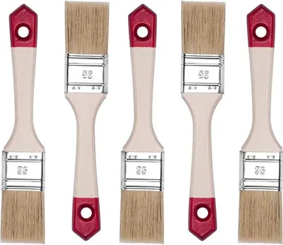 Zdjęcie produktu dla Zestaw 5 płaskich pędzli Hardy Working Tools, rozmiar 35 mm, seria 40, z naturalnym jasnym borowikiem