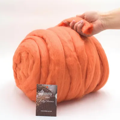 Image de Hobby YARN - Softy Charme – 100 % laine vierge, 500 g, laine à feutrer XXL en mérinos, fil à feutrer extra-épais pour le feutrage à sec et humide 45748 Sunset Ember