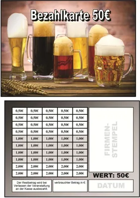 Produktbild von 1600 Abstreichkarten Verzehrkarten Wertmarken Guthabenkarten 50 Euro Bezahlkarten 1600VB50