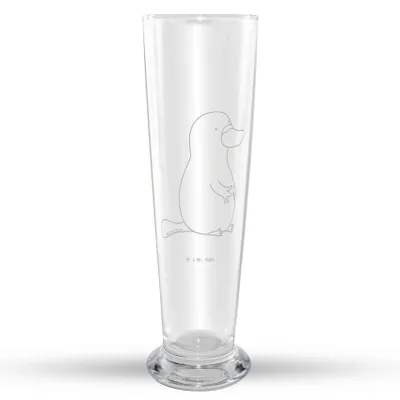 Produktbild von Mr. & Mrs. Panda Bierglas Schnabeltier Mut - Transparent - Geschenk, Arbeit, Mr Mrs Weizenglas, Weltreise, mutig, Weißbierglas, Büro, Weizen Glas, Weizenbier, Urlaub