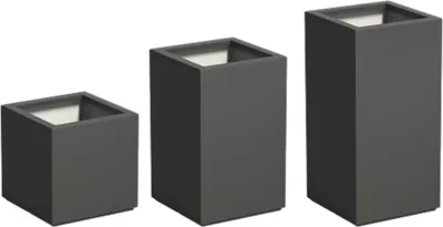 Produktbild von Adezz Pflanzgefäß Carrez mit Boden Fiberglas Pflanzkübel Blumenkübel schwarz