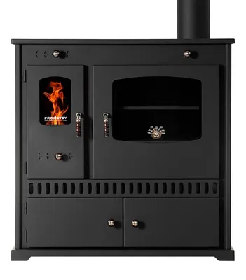 Immagine prodotto di Stufa a legna con forno e piano cottura Perfect Eco 7 kW Stufa a legna Stufa a combustione continua Stufa da officina Stufa svedese Stufa da rifugio Stufa da riscaldamento