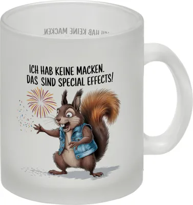 Produktbild von Hab keine Macken Glas Tasse mit verrücktem Eichhörnchen