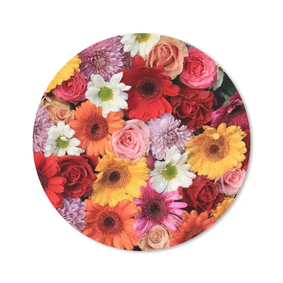 Produktbild von MuchoWow® Mauspad Mousepad Blumen - Farben - Gerbera - Rosen 30x30 cm - Mousepads - Maus Mat - Pad - Mausunterlage - Tischunterlage - Schreibtischmatten