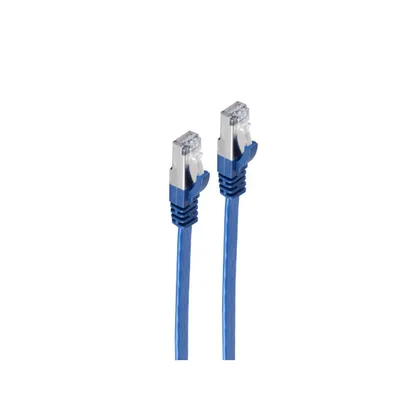 Produktbild von RJ45 Flachkabel m. CAT 7 Rohkabel slim blau 15m