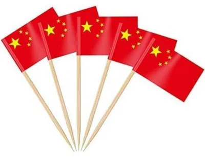 Produktbild von Zahnstocherflaggen China 100 Stück Papier Holz 3,5x2,5 cm für Party Deko