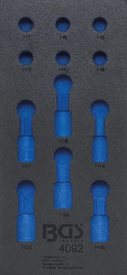 Produktbild von BGS 4092-1 1/3 Werkstattwageneinlage, leer für: Bit-Einsatz-Set Innen-6-kant, 12,5 (1/2), 12-tlg.