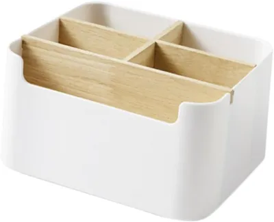 Produktbild von Dekorative Aufbewahrungsbox aus Holz und Kunststoff mit Fächern, vielseitiger Organizer für Zuhause und Büro