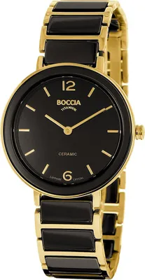 Produktbild von Boccia Damenuhr Ceramic goldfarben schwarz 3311-04