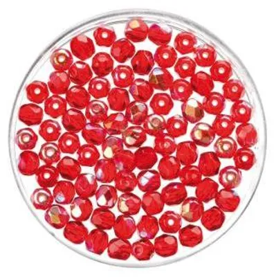 Produktbild von Glorex Glasschliff Perle 6 mm 50 Stück, rubin rainbow